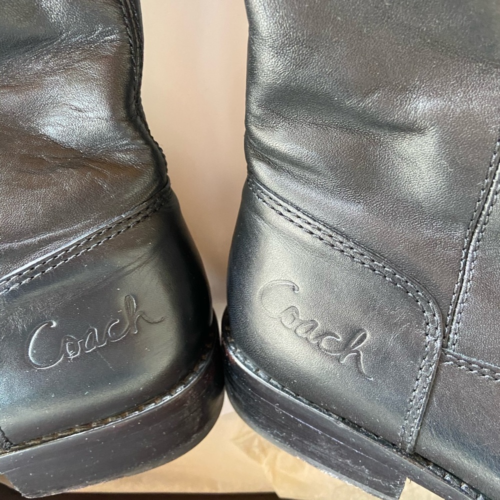 COACH Black Leather High Boots Size 8
